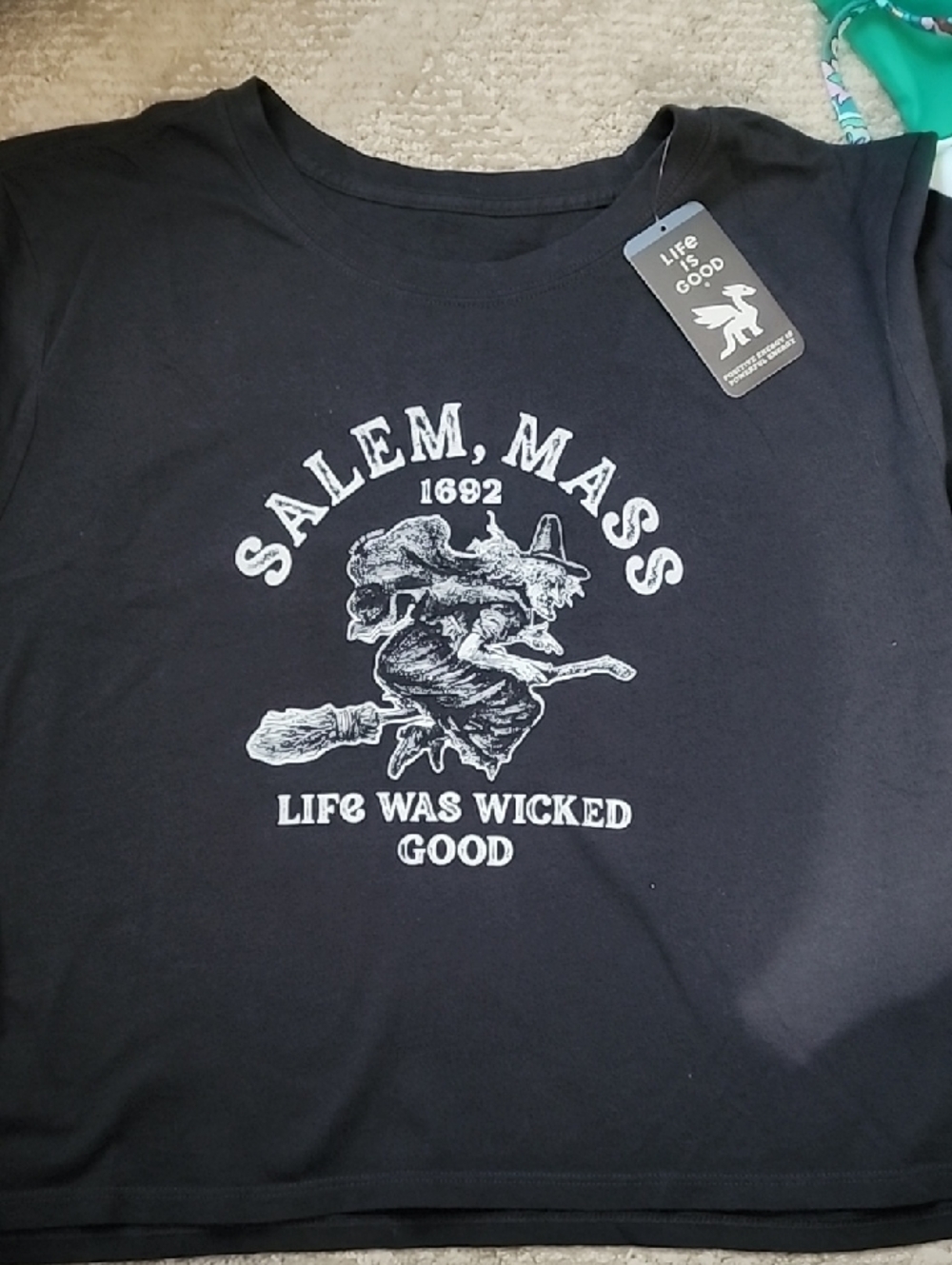 Life Is Good Crusher-LITE Shrunk Black Salem, Mass Graphic Tee